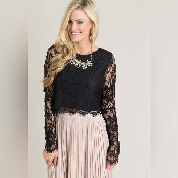 Lavender Sweets Lace Mesh Long Sleeve Top main image 1